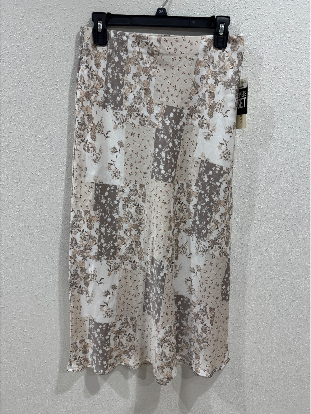 THIRTY/THIRTY LA 2 Piece Eyelet Vest & Floral Patchwork Midi Skirt Set S/M